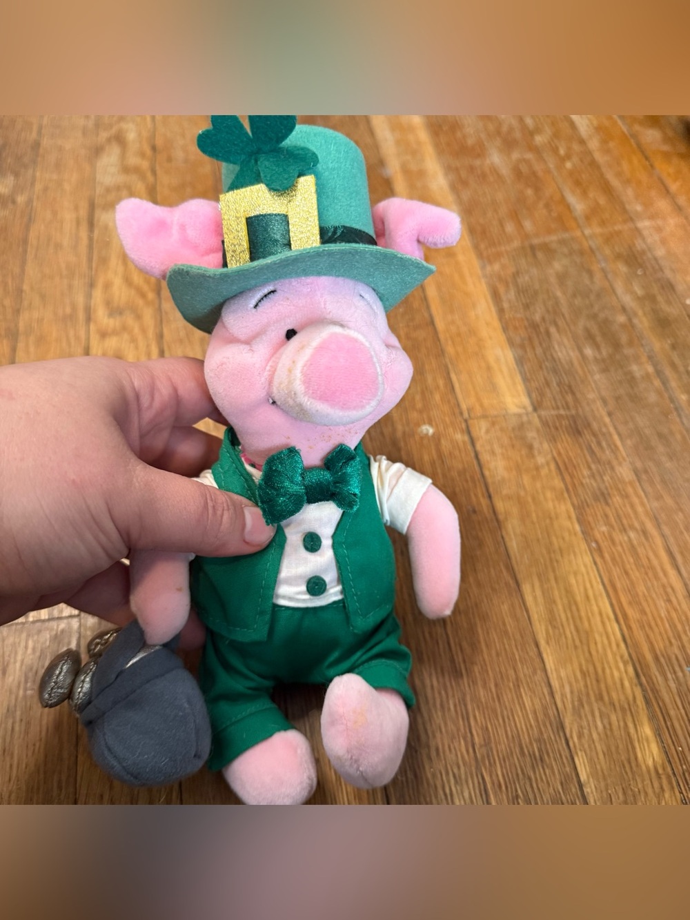 Disney Store Vintage Mini Bean Bag Piglet Leprechaun